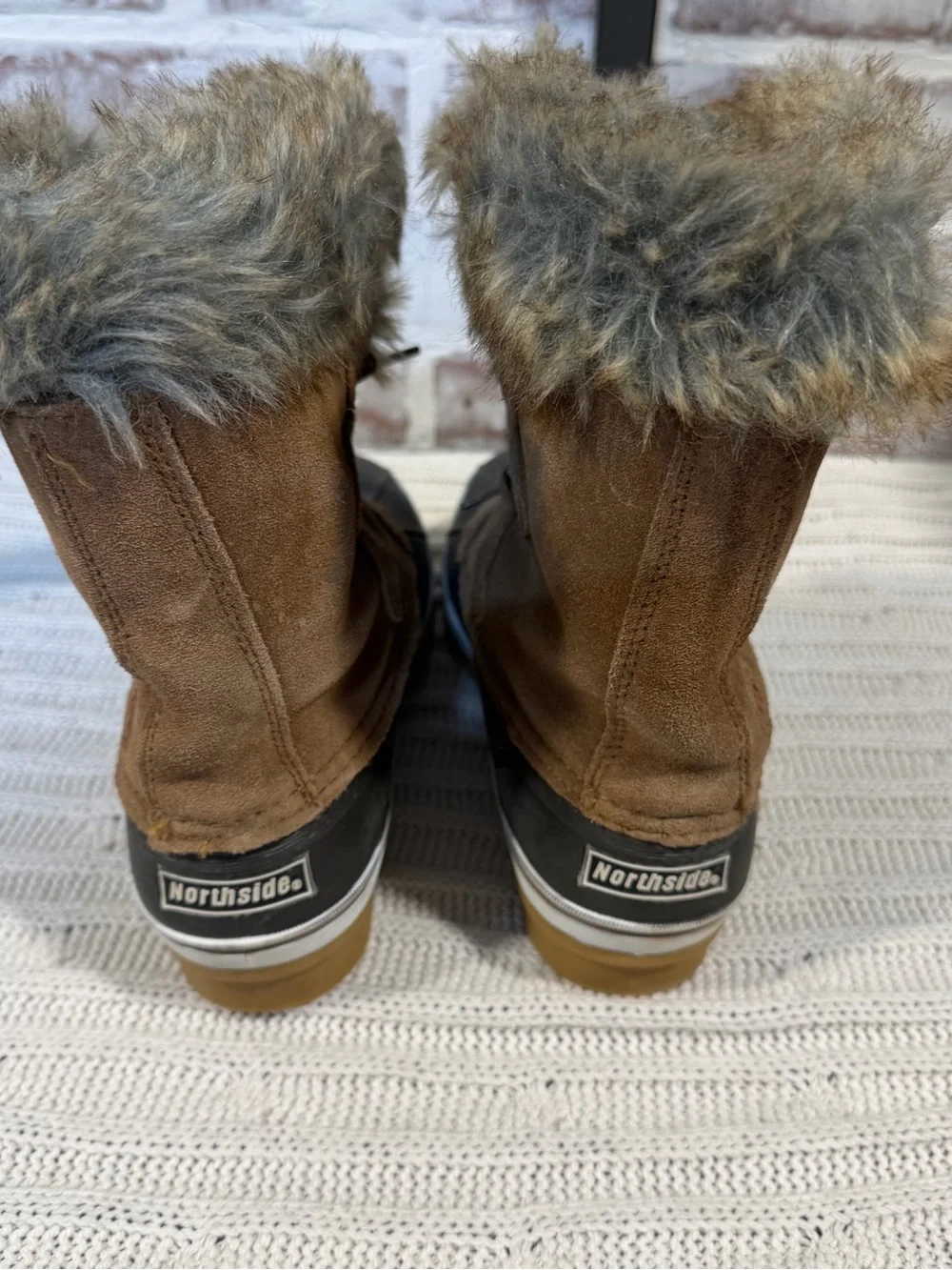 Northside Brown Faux-Suede Fur-Trim Winter Duck Boots